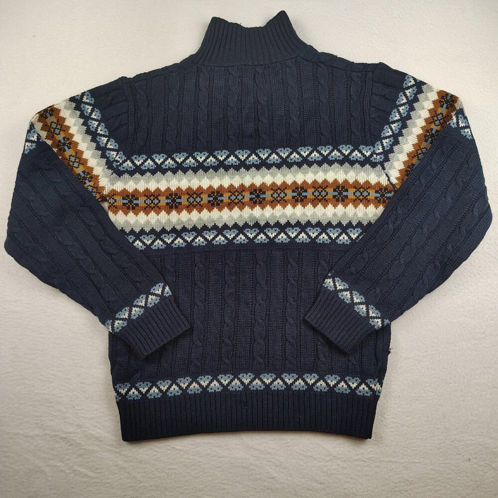 Vintage 90's JCPenney Sweater Mens Medium Fair Isle Shawl Collar - Picture 2 of 8